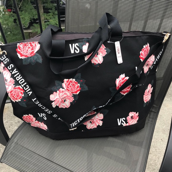 Victoria Secret Canvas Floral Bag with Strap - Picture 2 of 7